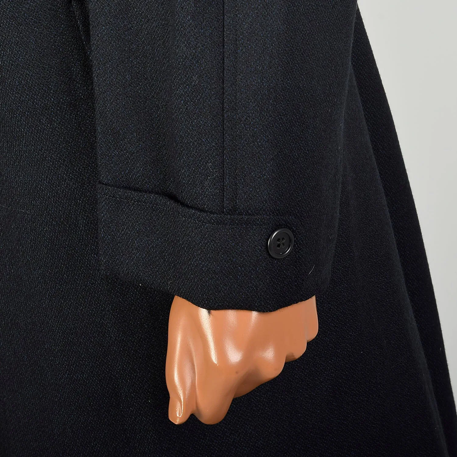 1960s Large Richman Brothers Black Lightweight Wool Outerwear Winter Overcoat