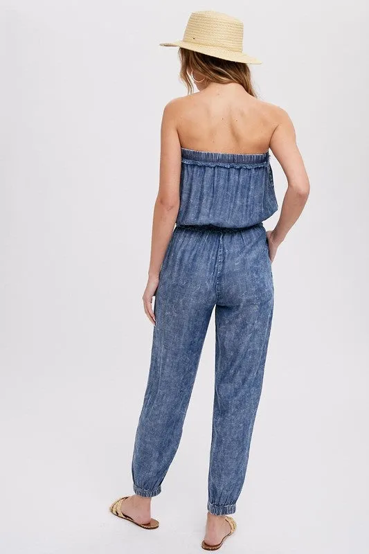 Acid Wash Tube Jumpsuit