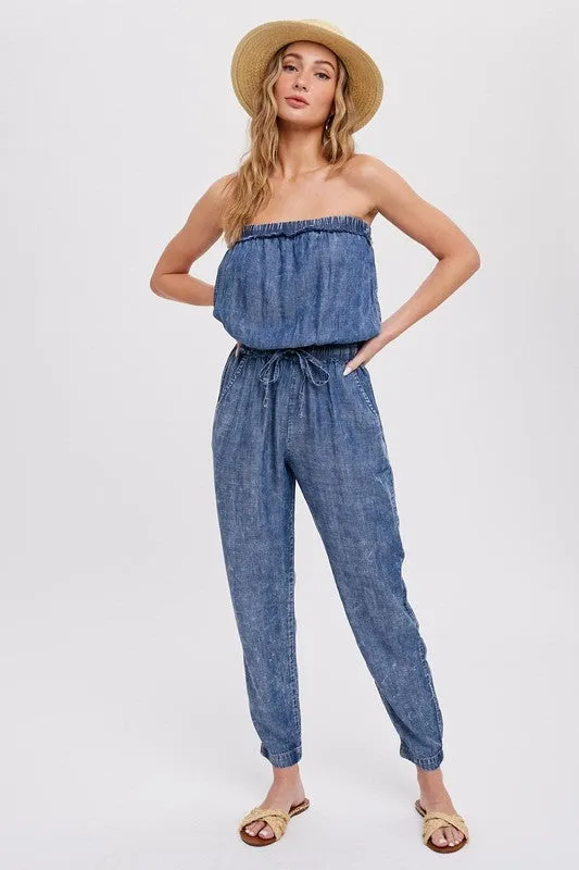 Acid Wash Tube Jumpsuit