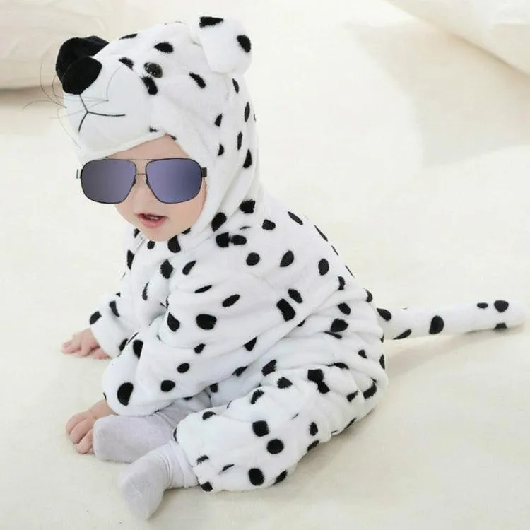 Adorable Flannel Animal-Themed Baby Jumpsuit with Hood
