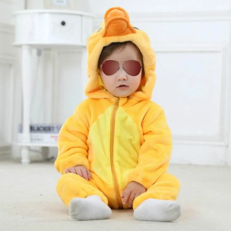 Adorable Flannel Animal-Themed Baby Jumpsuit with Hood