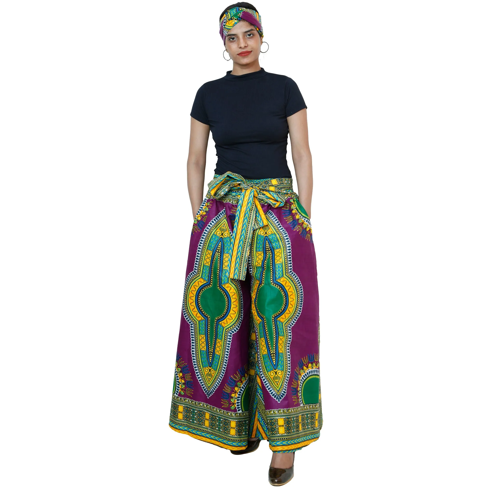 African Women's Dashiki High Waist Pants - FI-D50D