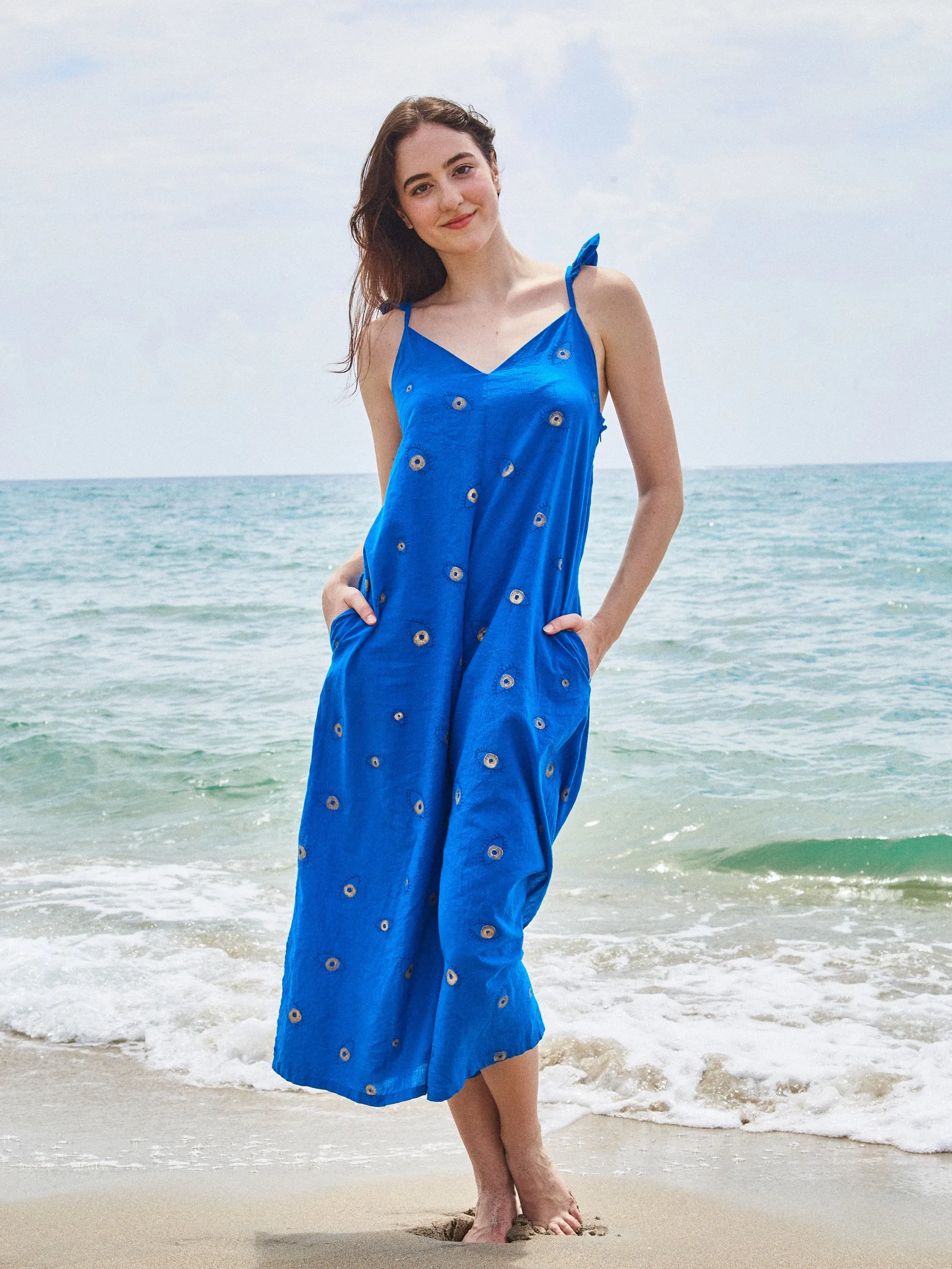 Angel Jumpsuit | Evil Eye Moroccan blue