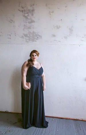 Ashling Plus Size Navy Chiffon Wide Leg Jumpsuit