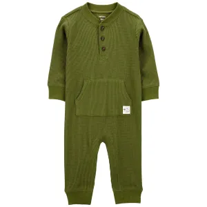 Baby Boys' Long-Sleeve Green Thermal Jumpsuit 1Q115510