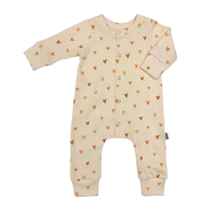 Baby Jumpsuit Rib Hartjes Creme