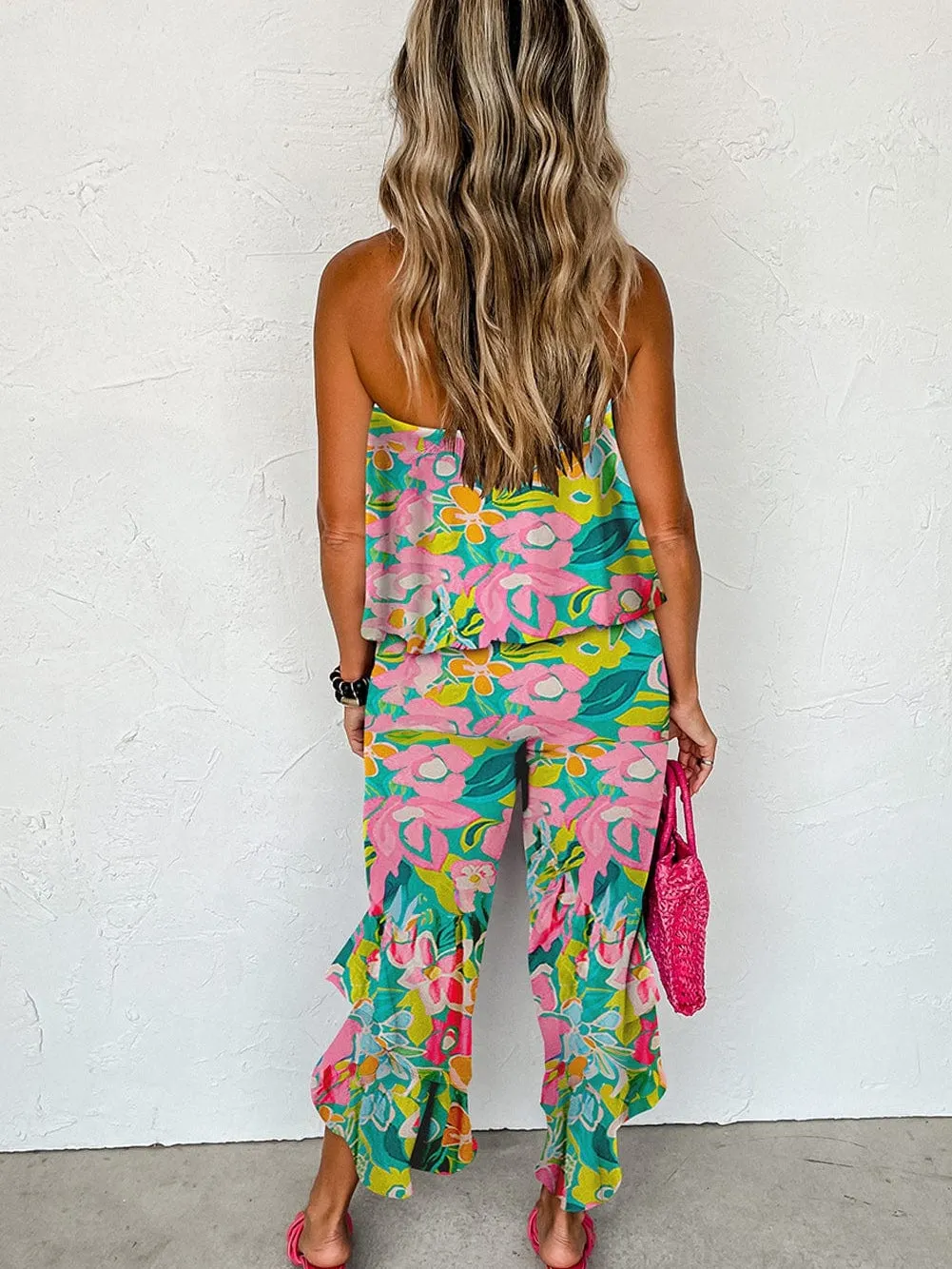 Bandeau Jumpsuit with Ruffle Detail