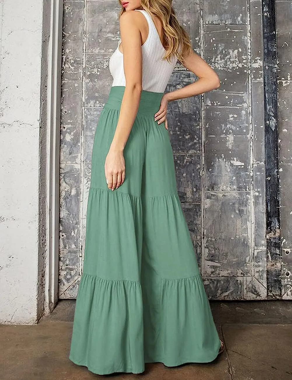 Beautiful Light Blue Bohemian Palazzo Wide Leg Pants