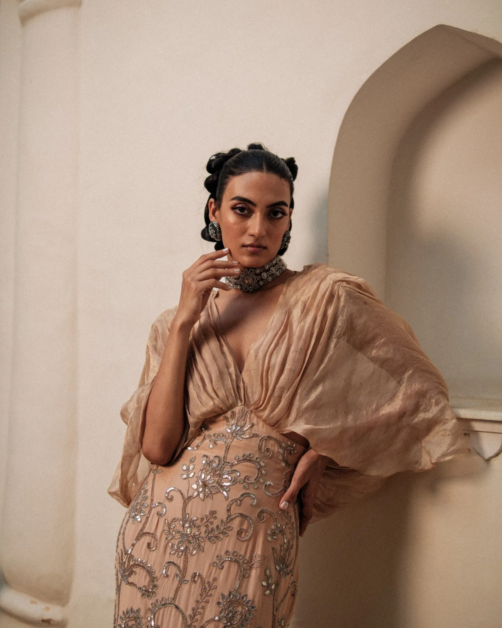 Bedouin Henna Draped Top and Skirt Set