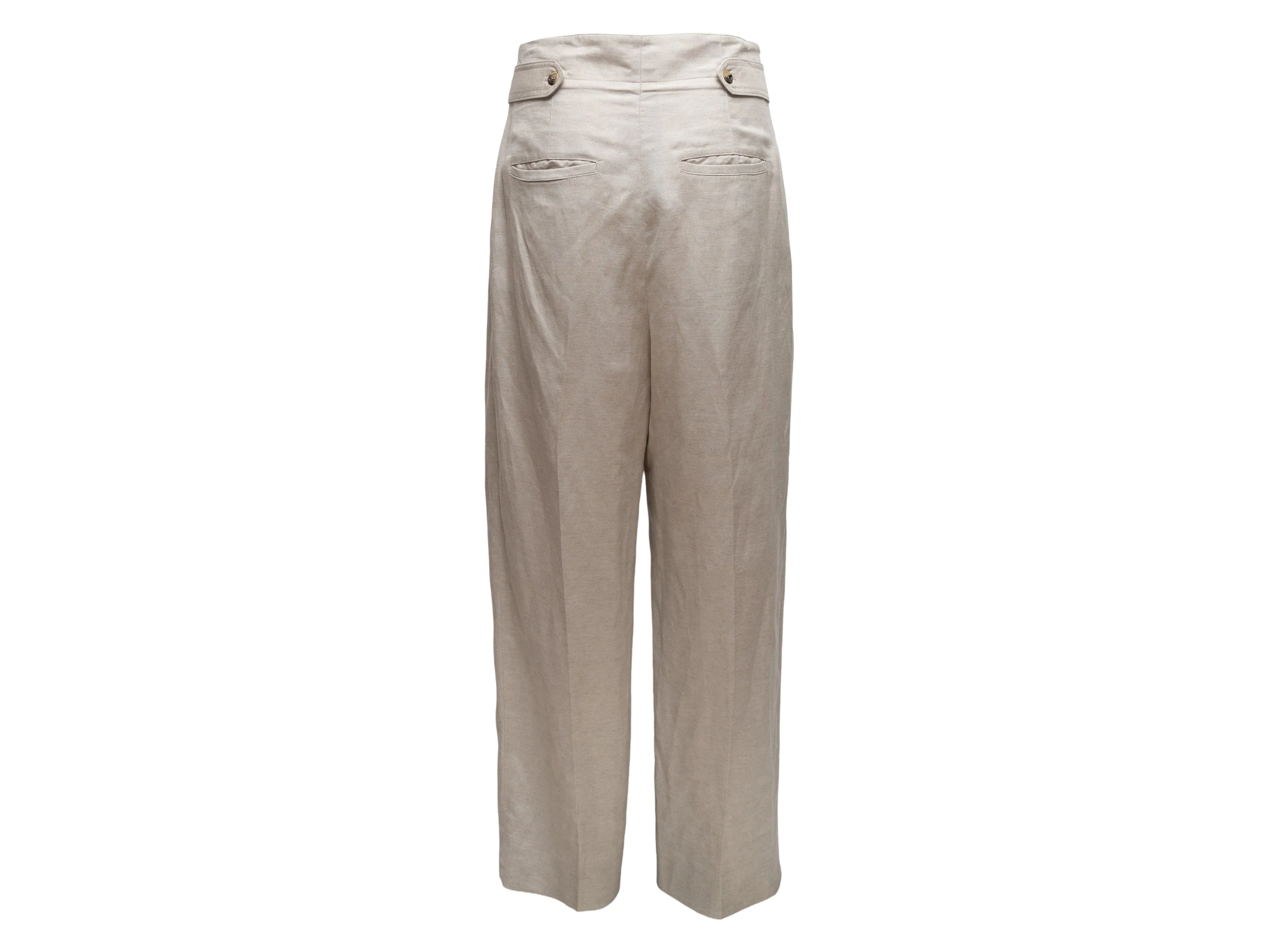 Beige Toteme Pleated Straight-Leg Trousers Size EU 38