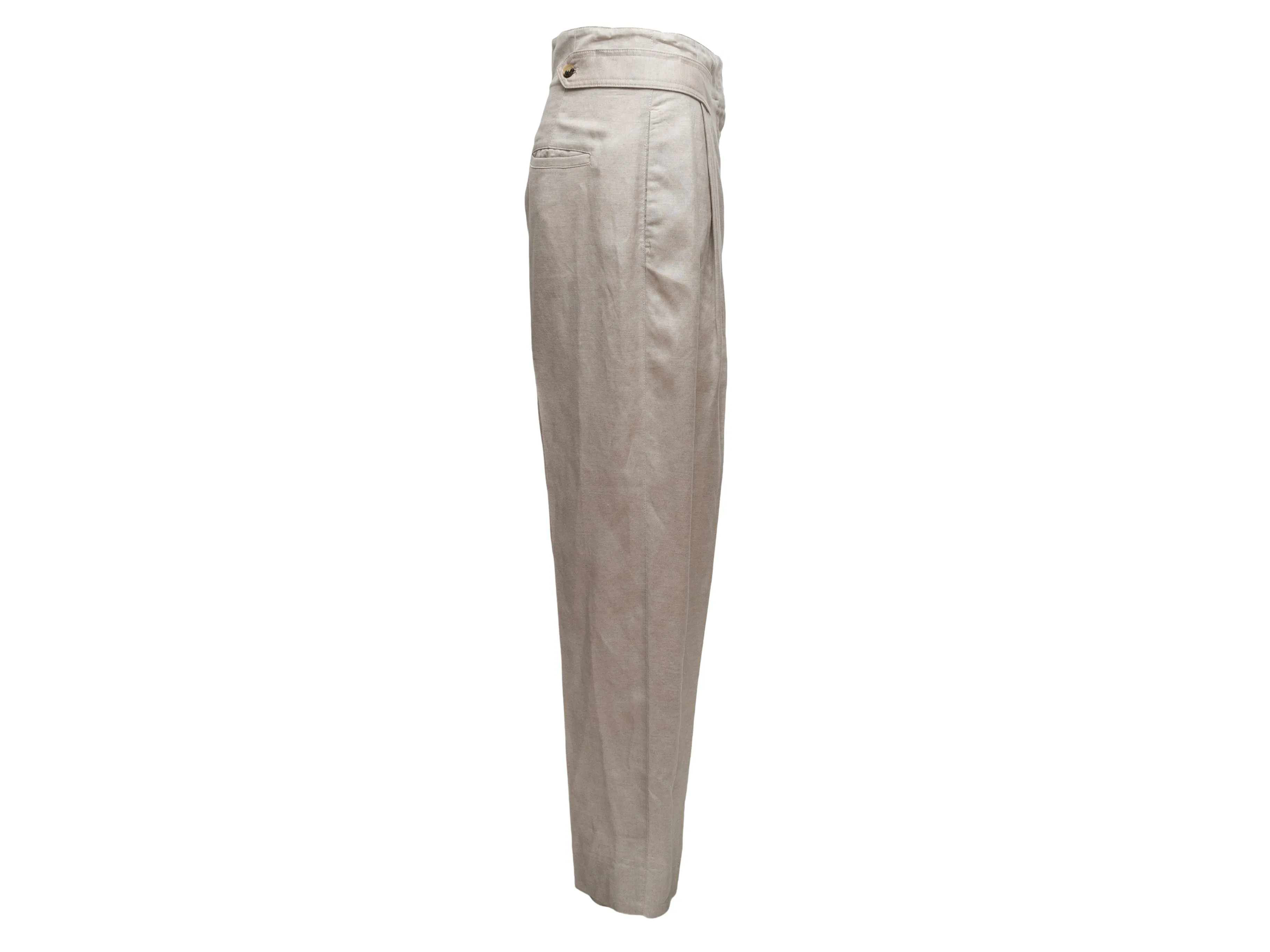 Beige Toteme Pleated Straight-Leg Trousers Size EU 38