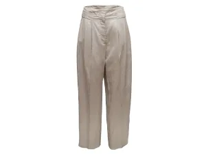 Beige Toteme Pleated Straight-Leg Trousers Size EU 38