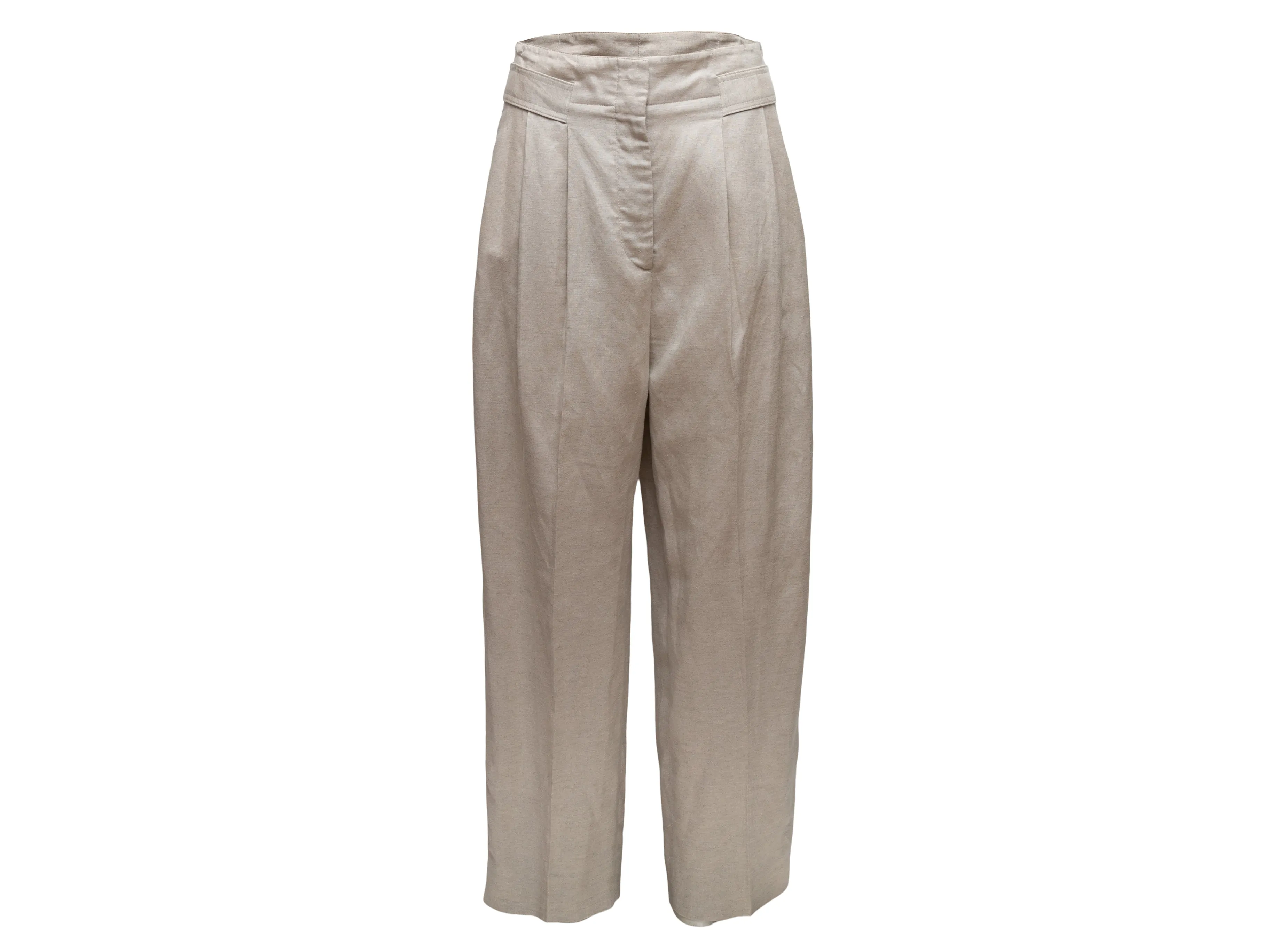 Beige Toteme Pleated Straight-Leg Trousers Size EU 38