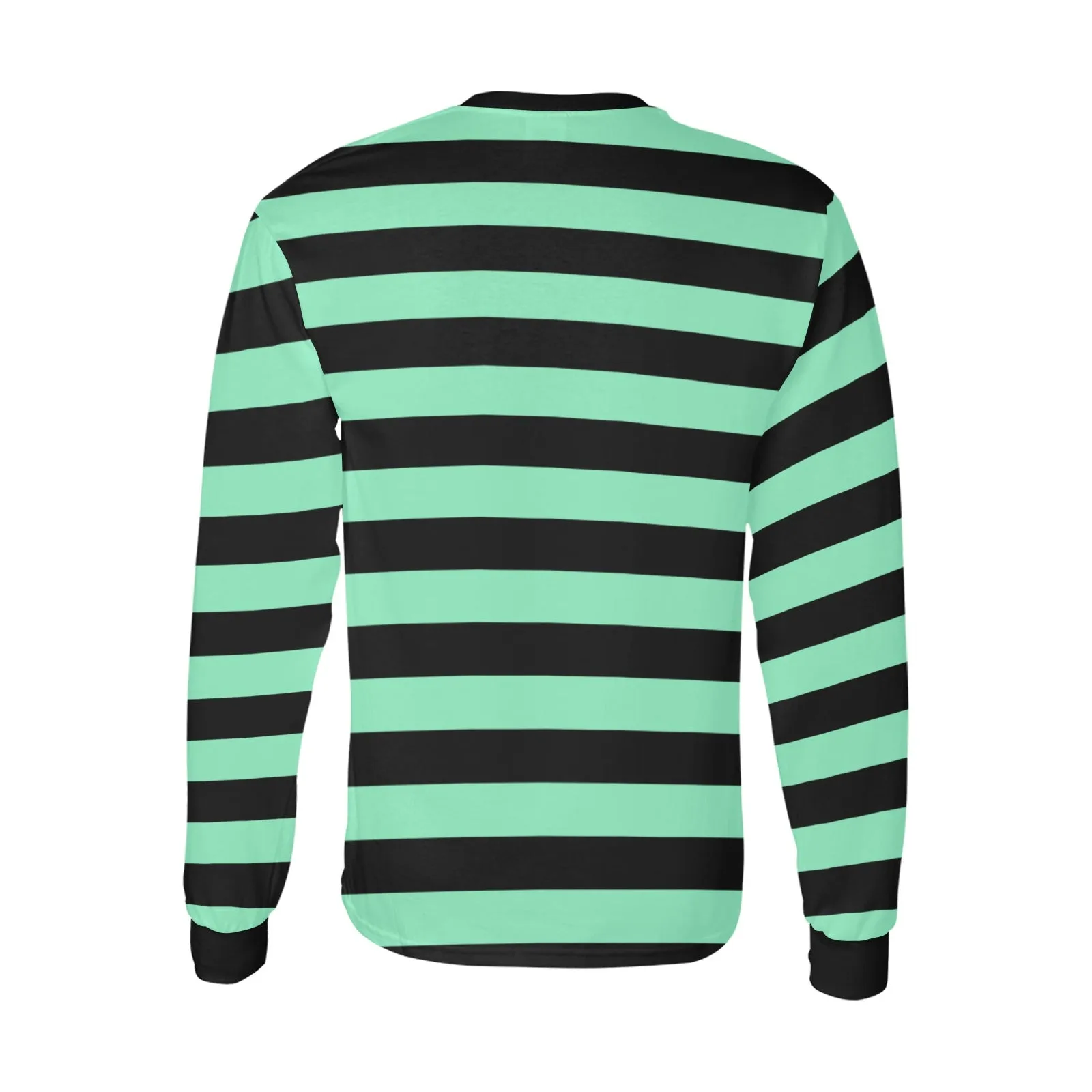 Black Green Men Long Sleeve Striped TShirt, Graphic Vintage Retro Broad Stripes Crewneck Unisex Women Designer Tee