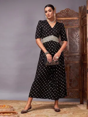 Black Polka Dot Printed Jumpsuit