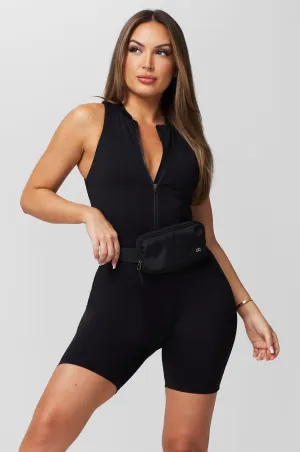 Black Zipper Biker Jumpsuit