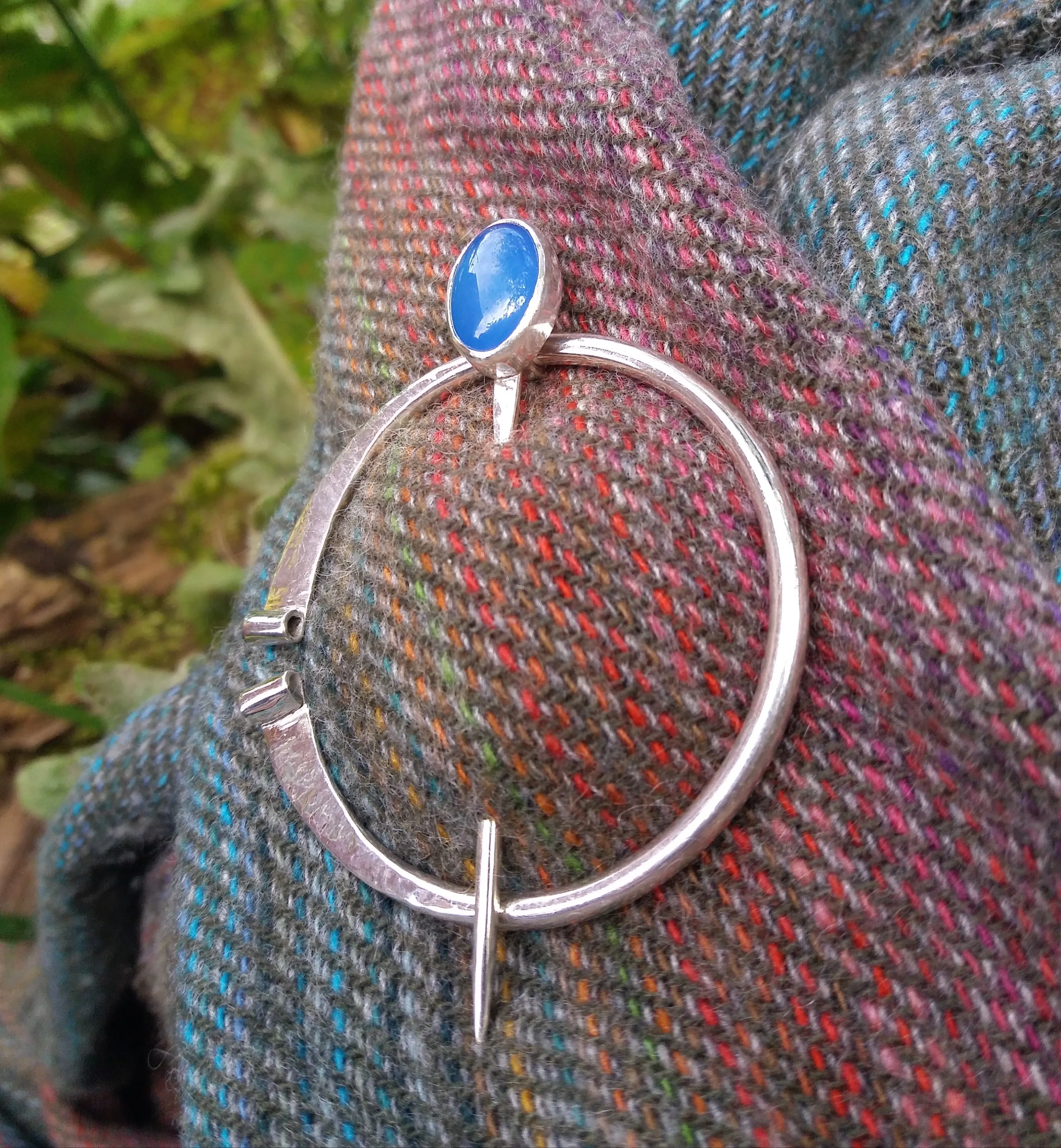 Blue Onyx Penannular Shawl Pin