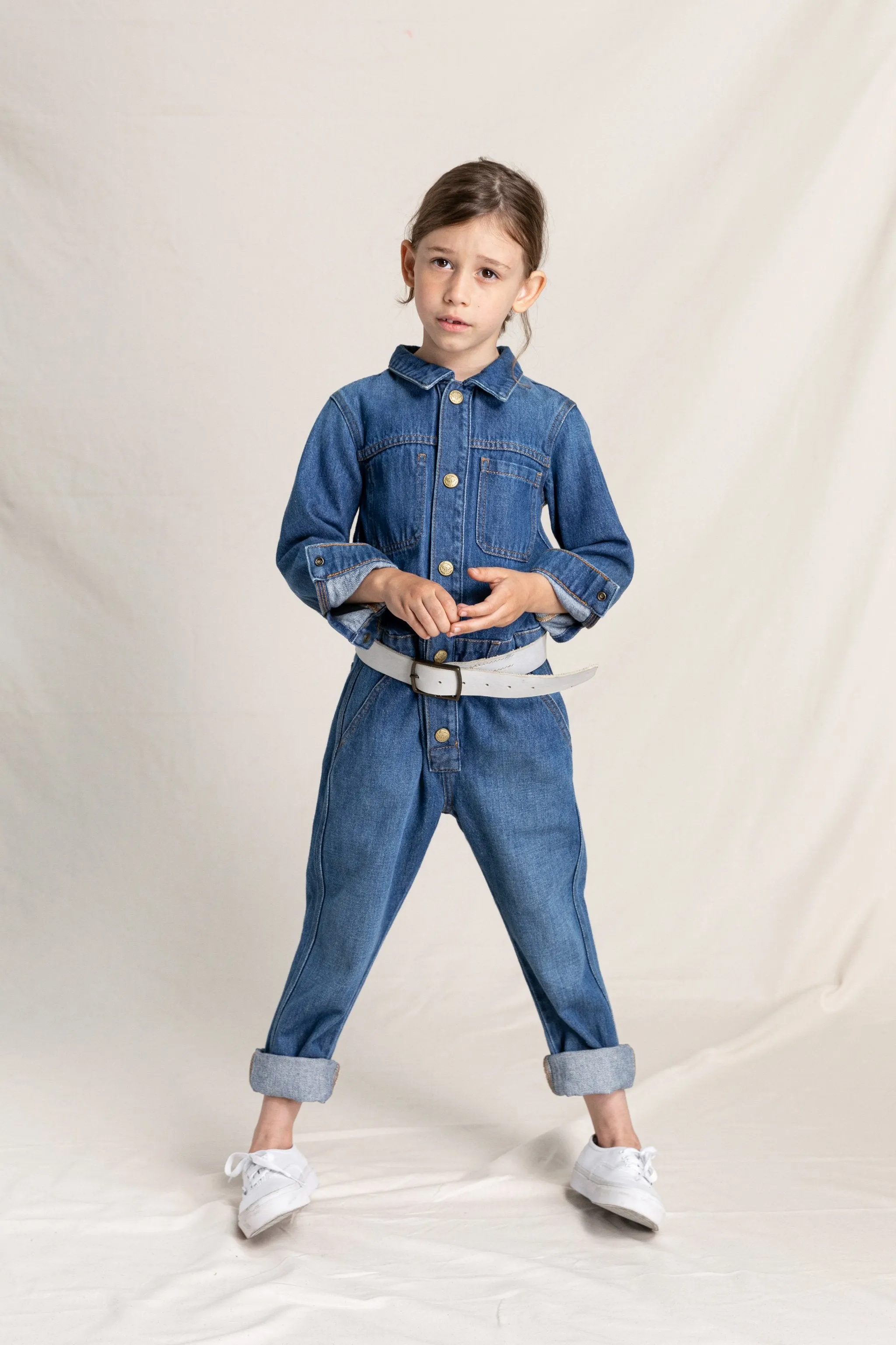 BROOK Blue Denim - Long Sleeve Jumpsuit