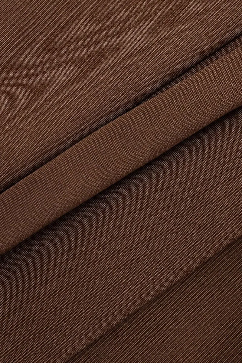 Brown Long Sleeve Wrap Jumpsuit