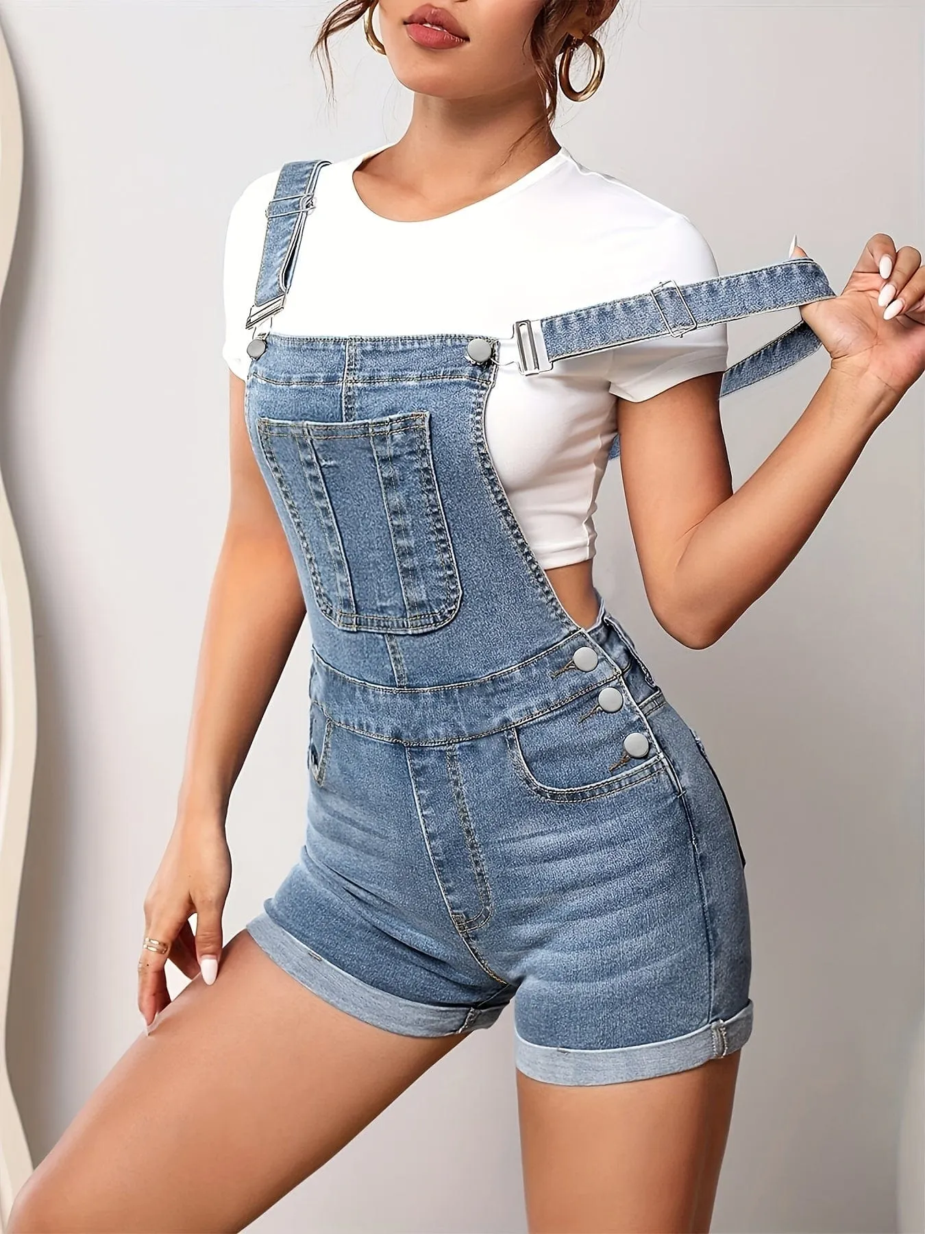 Button-Down Denim Jumpsuit