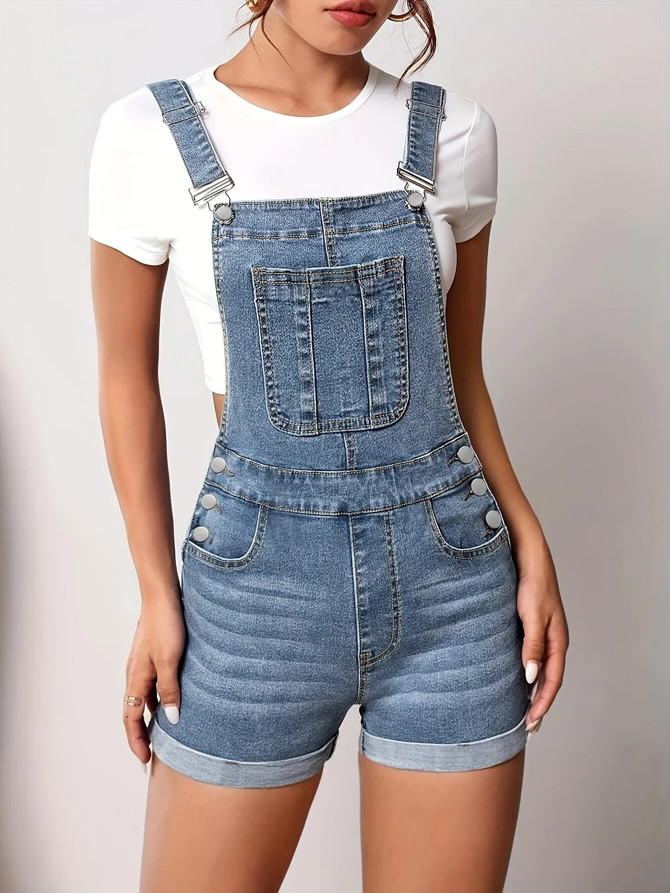 Button-Down Denim Jumpsuit