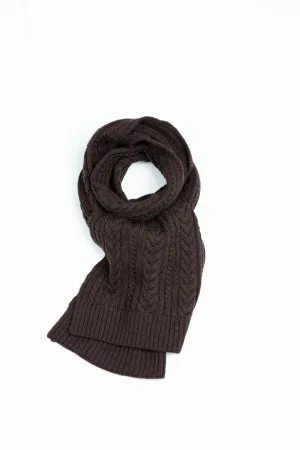 Cable Knit Scarf in Machine Washable Merino Wool