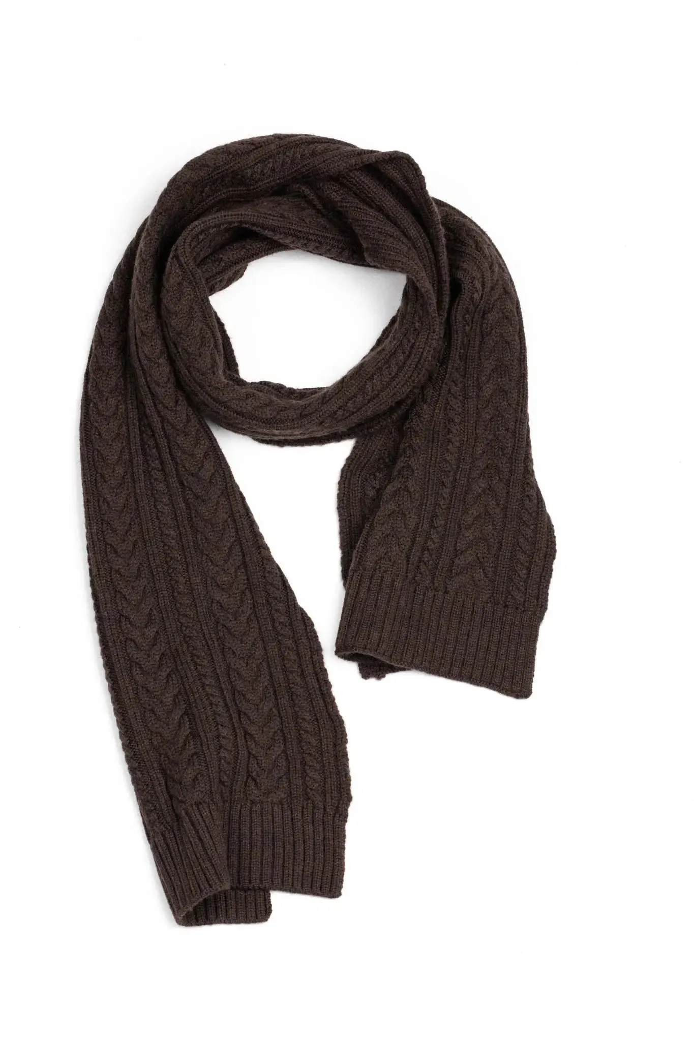 Cable Knit Scarf in Machine Washable Merino Wool