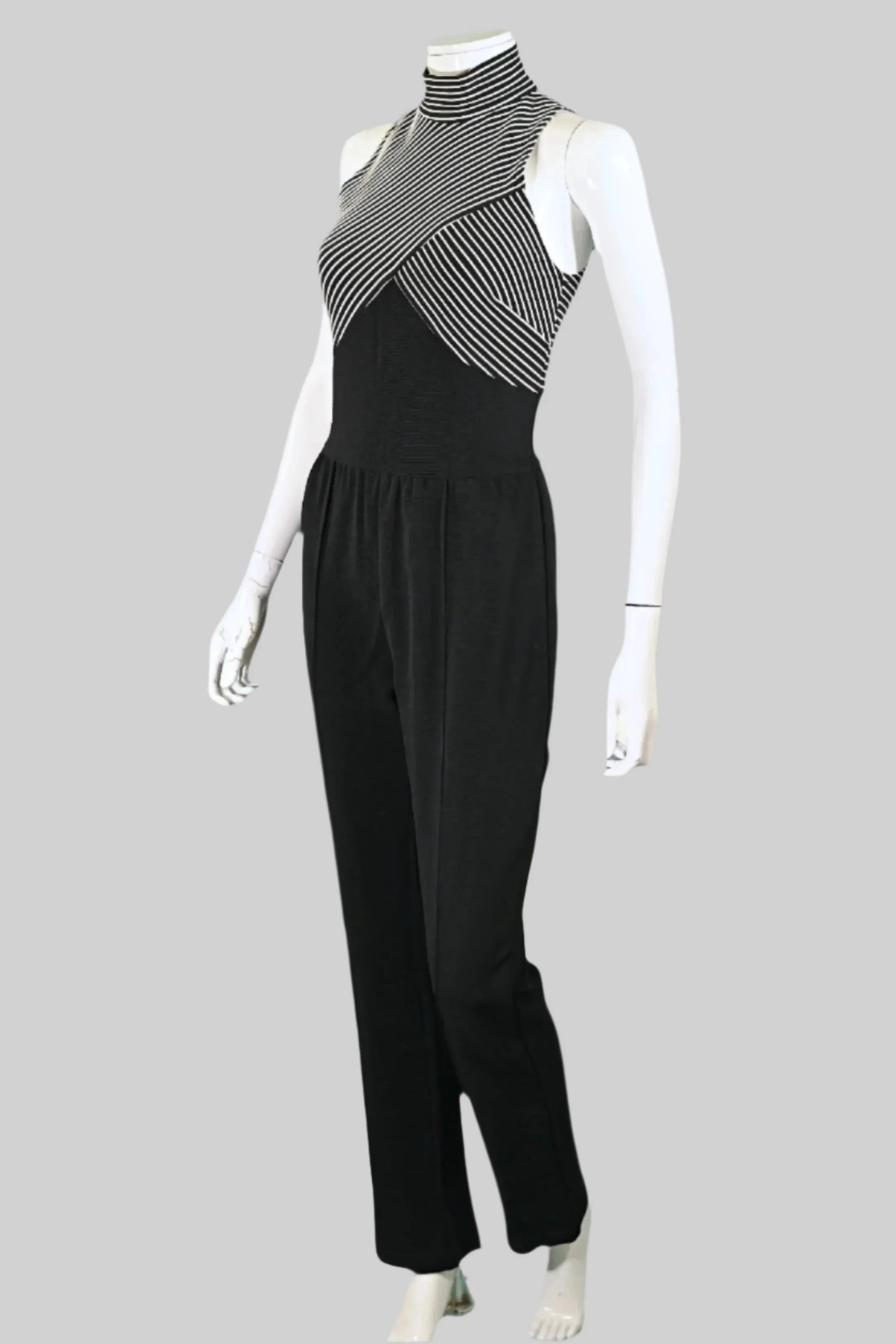 Cache Vintage 90s Black/White Sleeveless Jumpsuit S