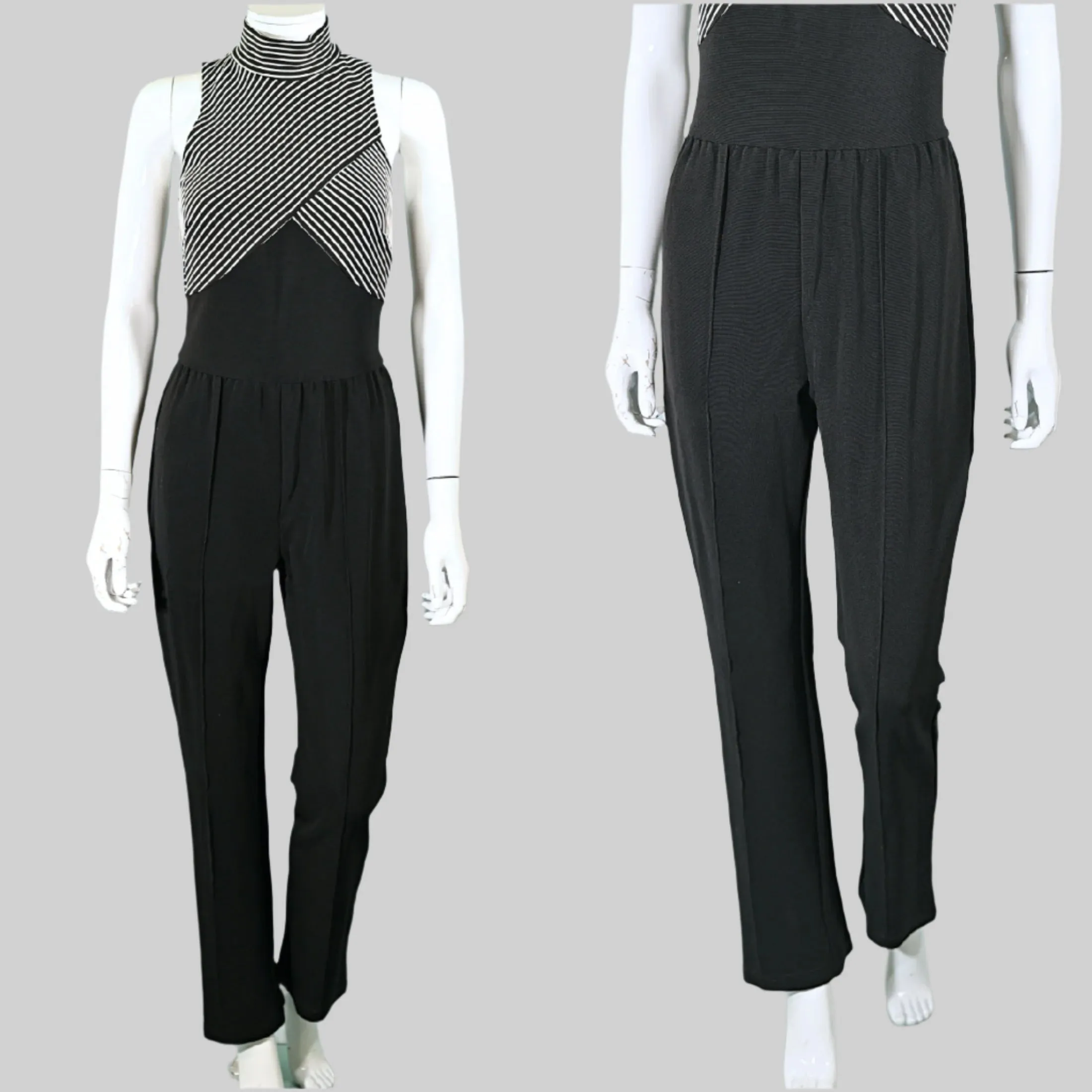 Cache Vintage 90s Black/White Sleeveless Jumpsuit S