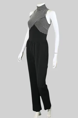 Cache Vintage 90s Black/White Sleeveless Jumpsuit S