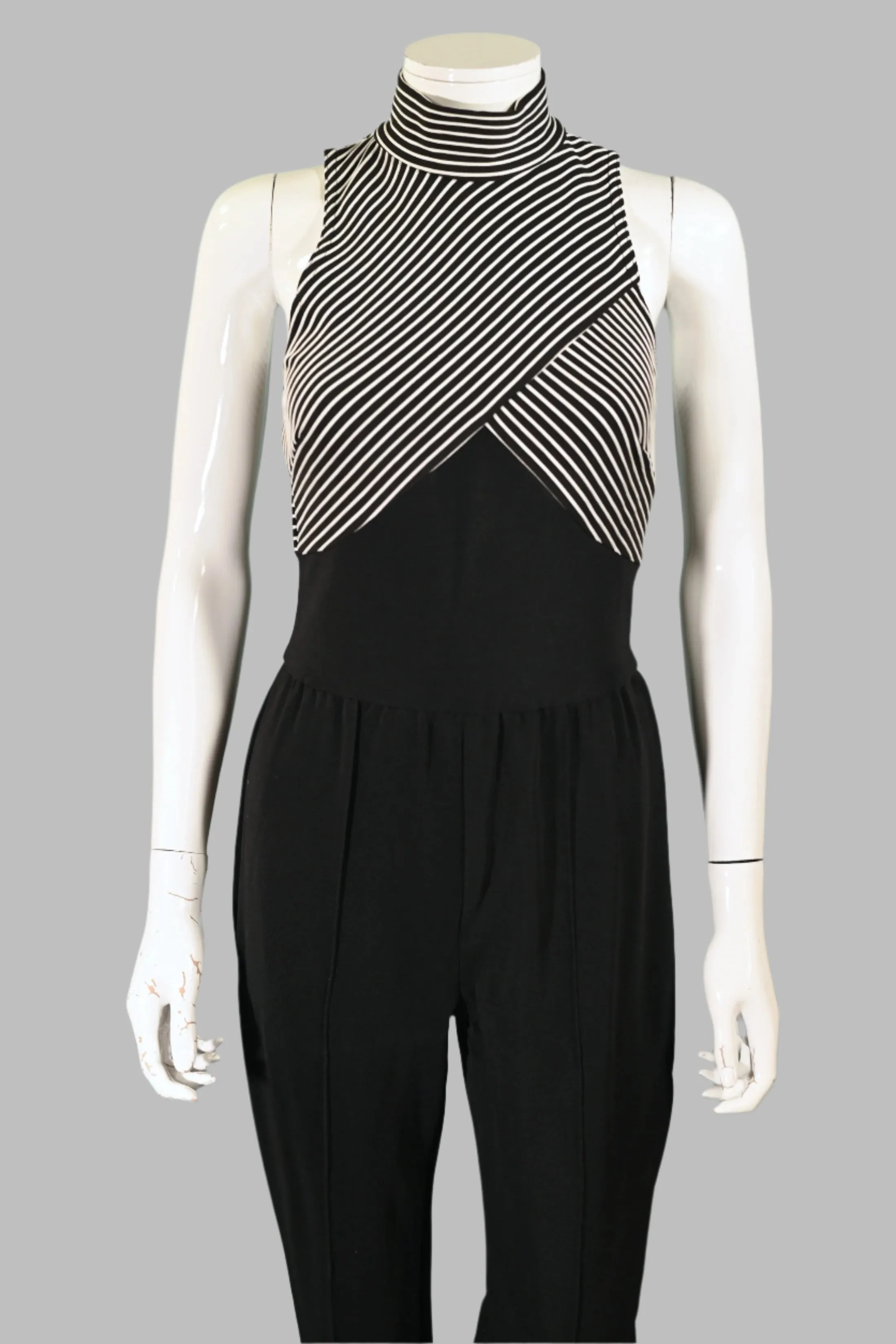 Cache Vintage 90s Black/White Sleeveless Jumpsuit S
