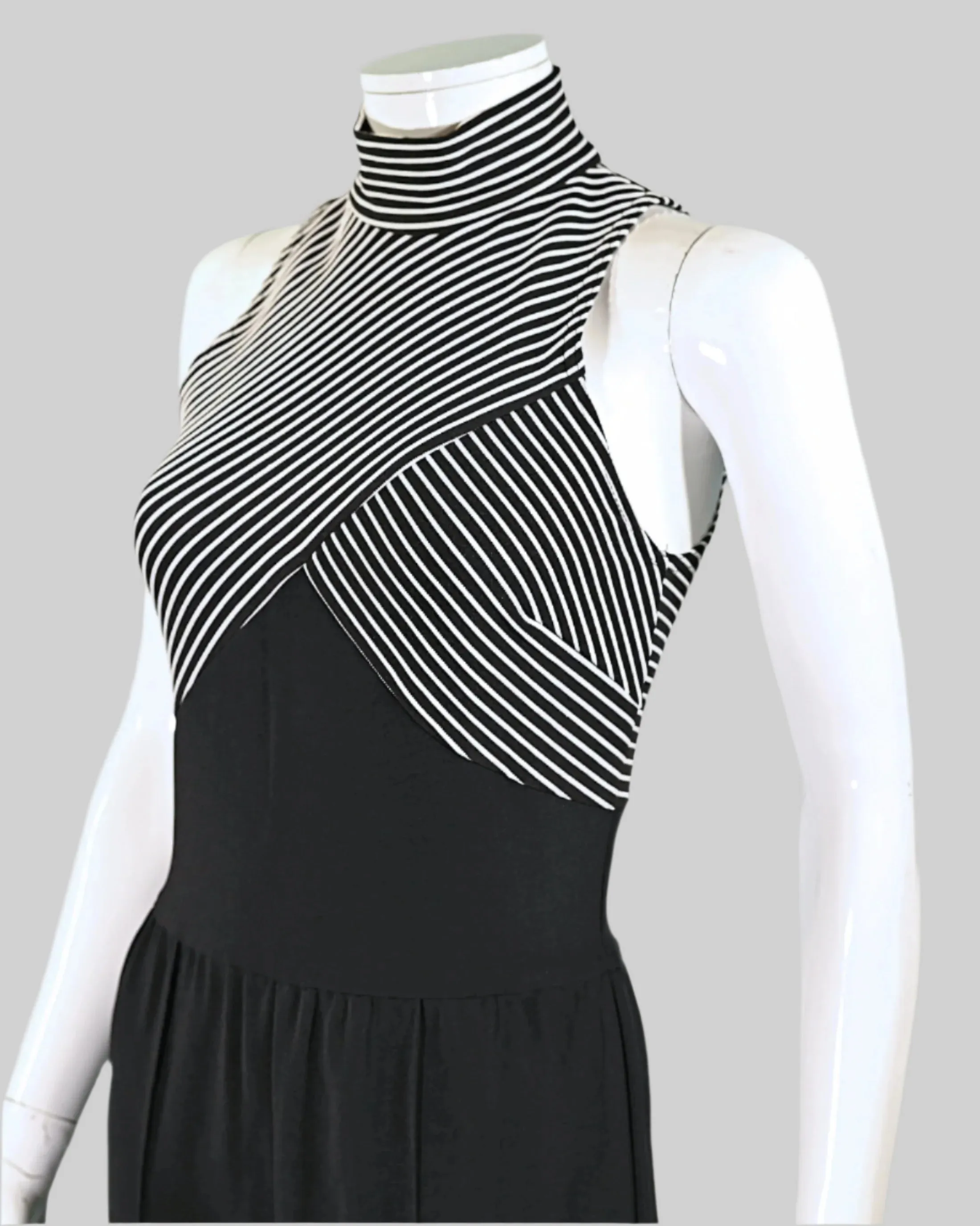 Cache Vintage 90s Black/White Sleeveless Jumpsuit S
