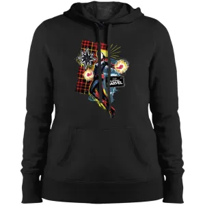 Captain Marvel Plaid Jean Patched Portrait Women Hooded Sweatshirt