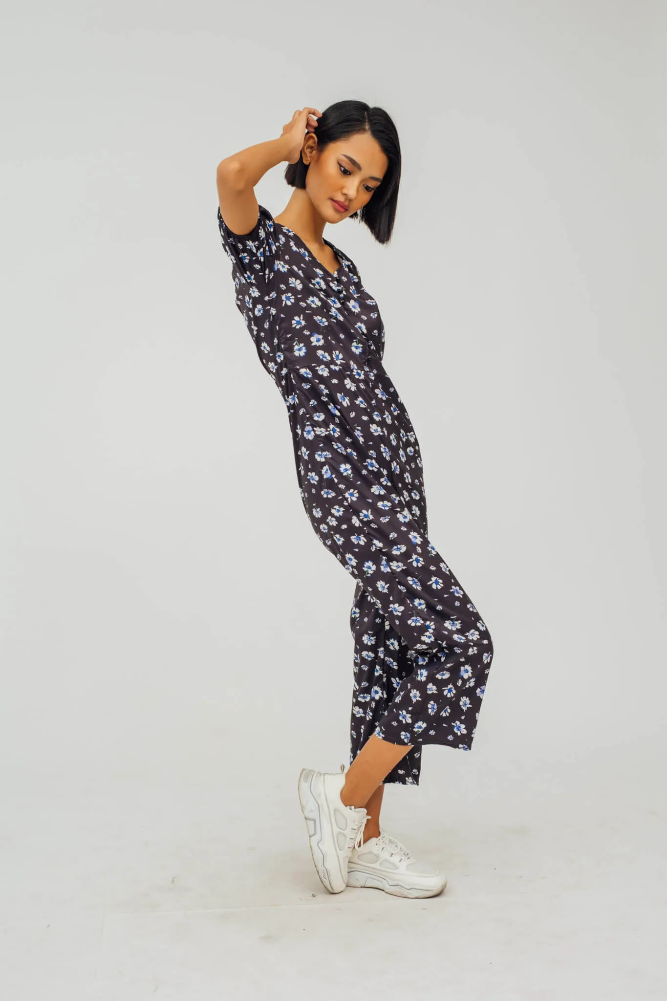 Carol Floral Print Cropped Jumpsuit
