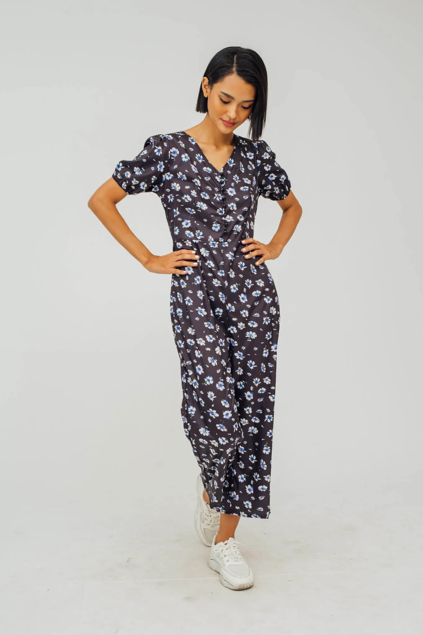 Carol Floral Print Cropped Jumpsuit