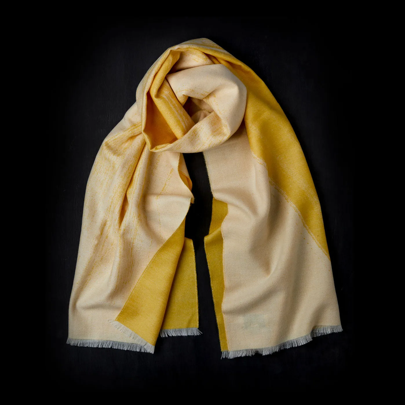 Cashmere Scarf in Yellow and White