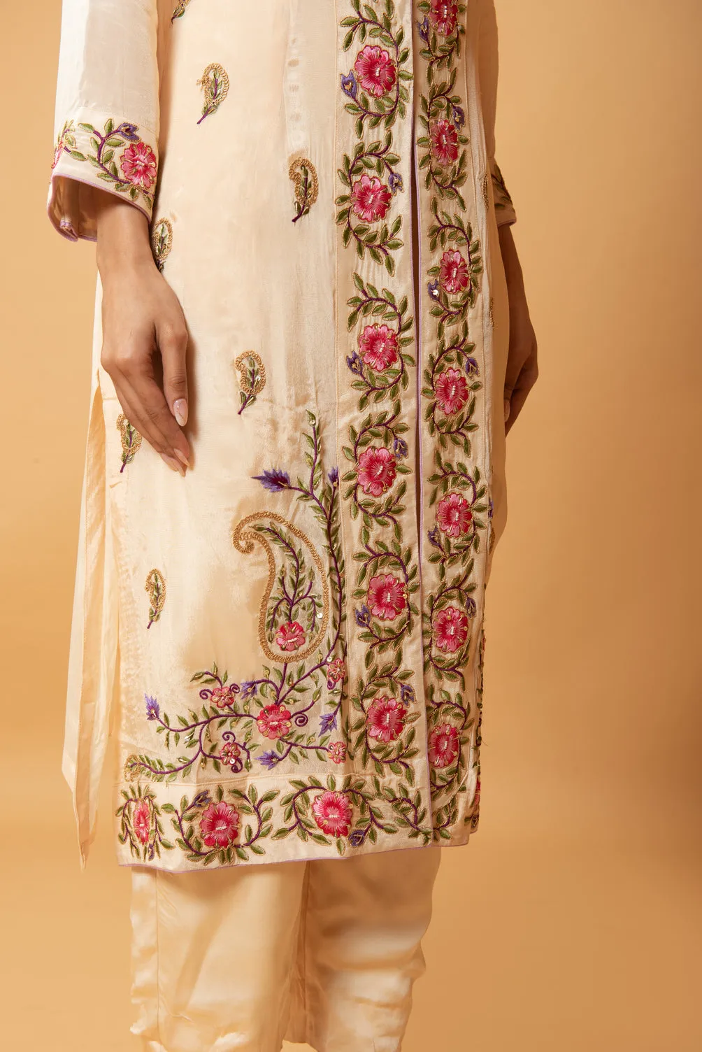 CHAMPAGNE COLOURED JUMPSUIT AND JACKET SET