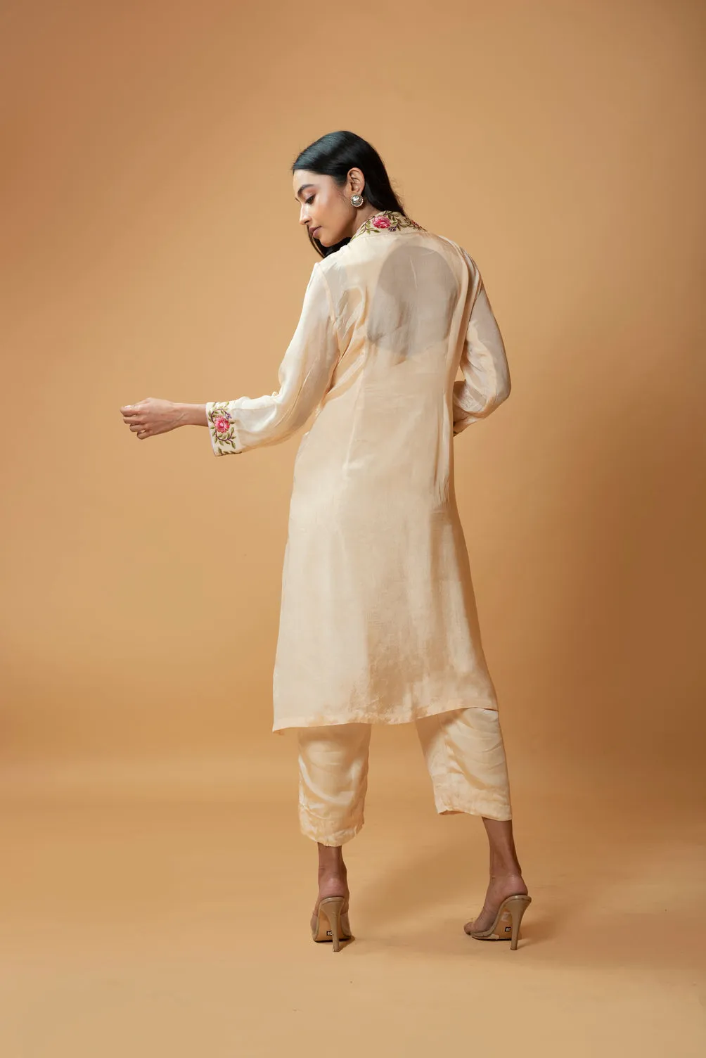CHAMPAGNE COLOURED JUMPSUIT AND JACKET SET