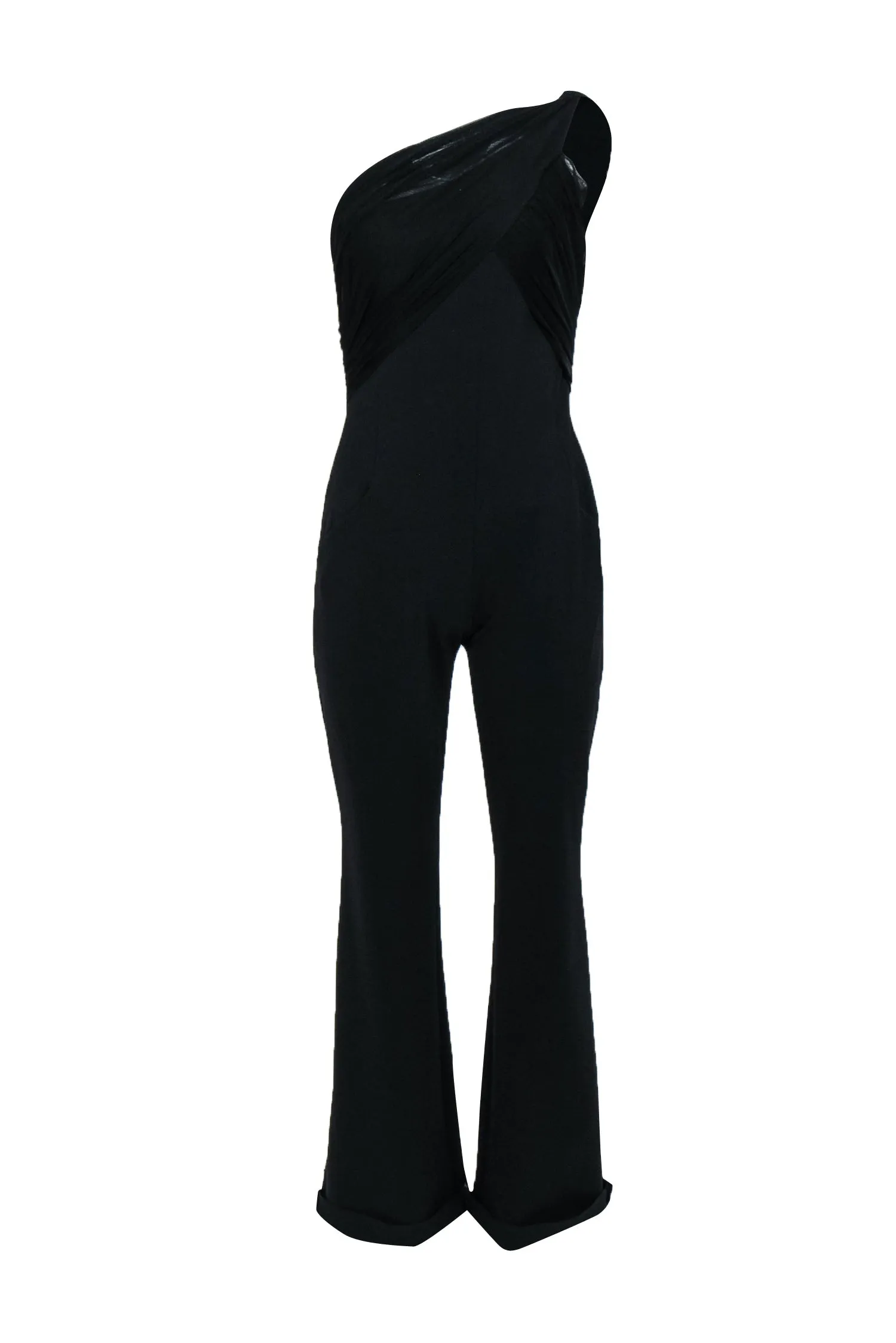 Chiara Boni - Black One Shoulder Jumpsuit w/ Knotted Mesh Sz 8