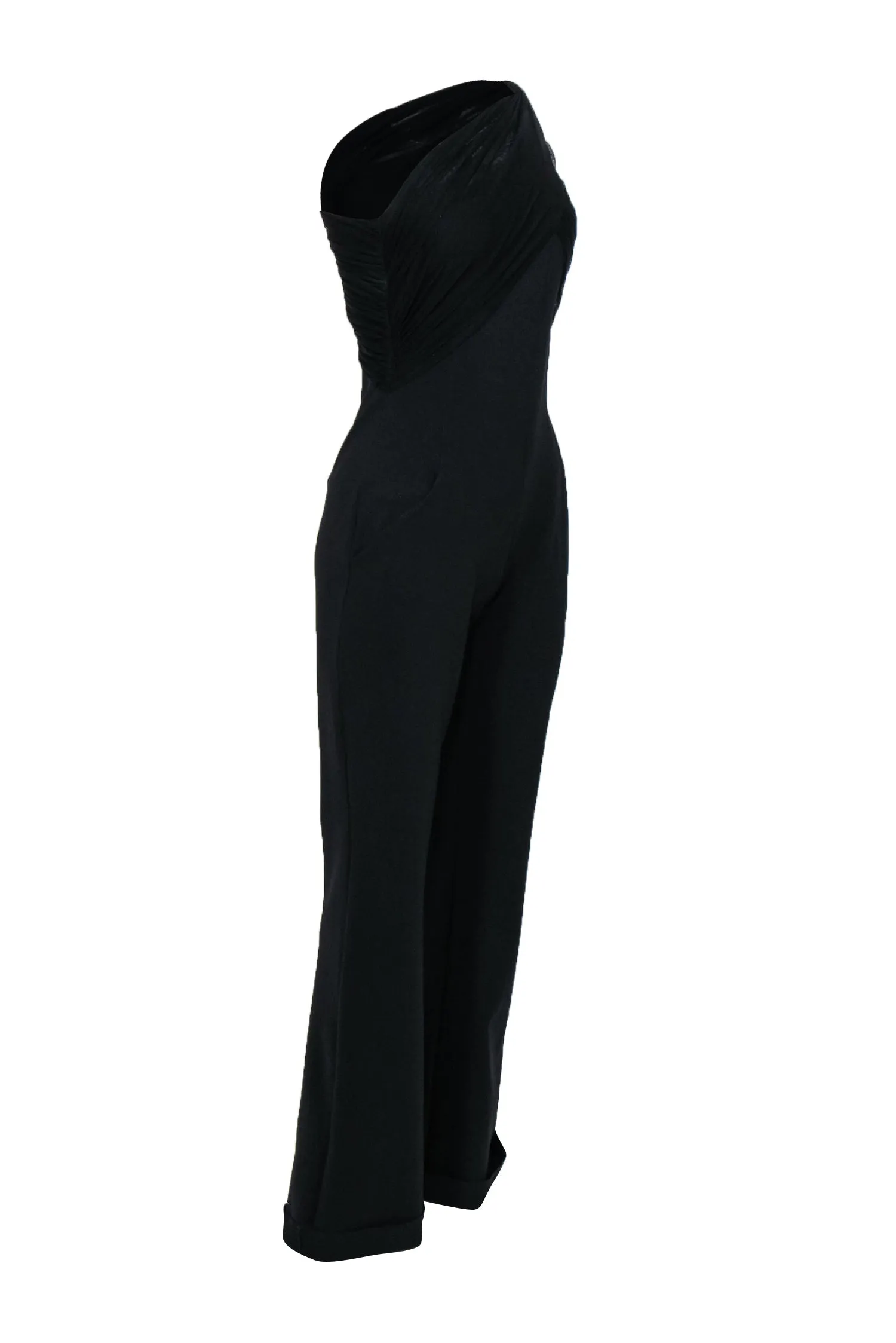 Chiara Boni - Black One Shoulder Jumpsuit w/ Knotted Mesh Sz 8