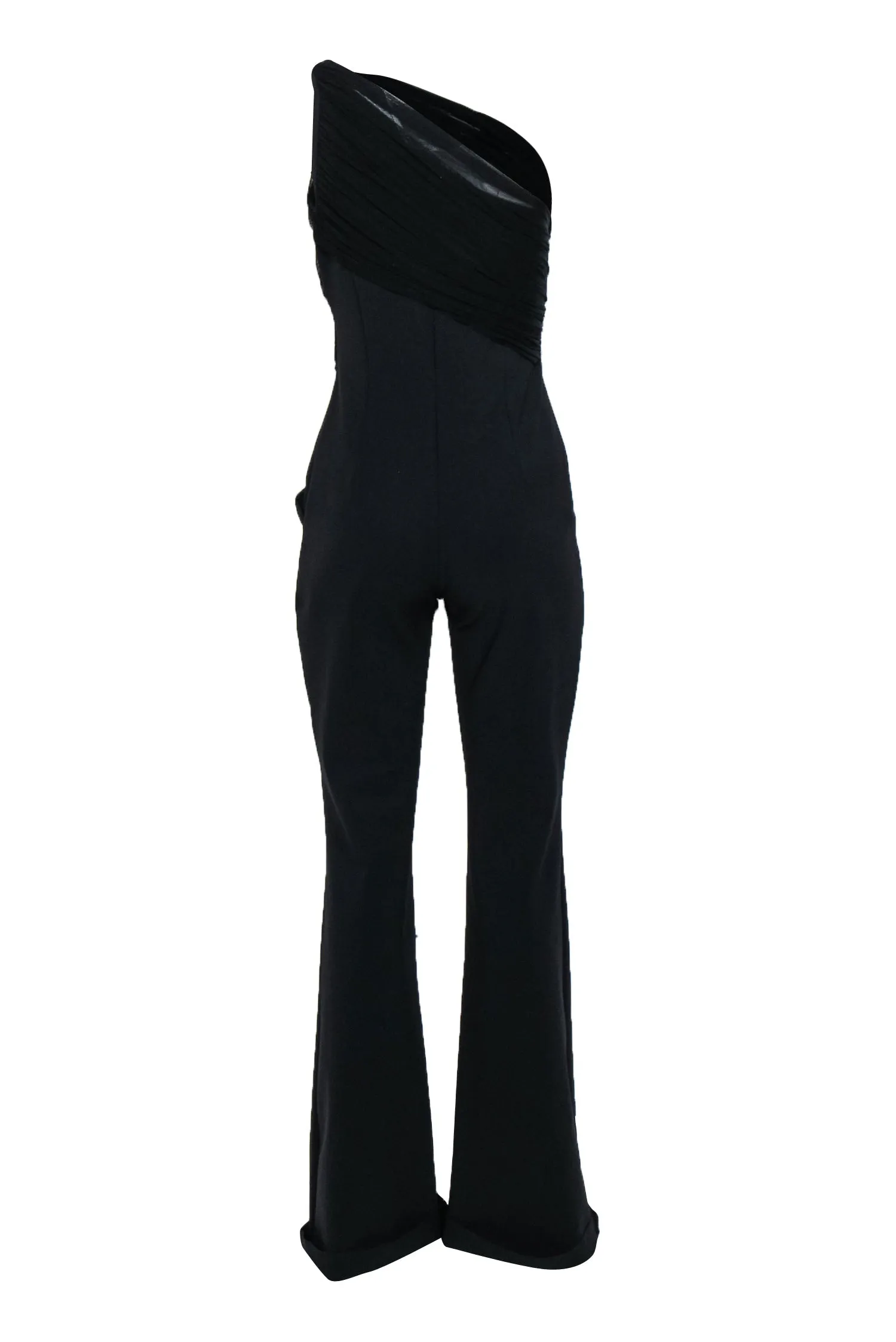 Chiara Boni - Black One Shoulder Jumpsuit w/ Knotted Mesh Sz 8