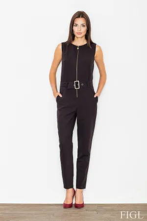 Chic Sleeveless Women's Jumpsuit with Customizable Waist Belt