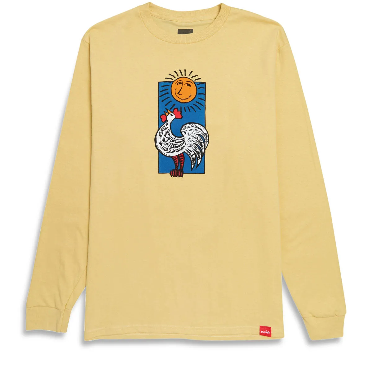 Chocolate Rooster Long Sleeve T-Shirt - Pale Yellow
