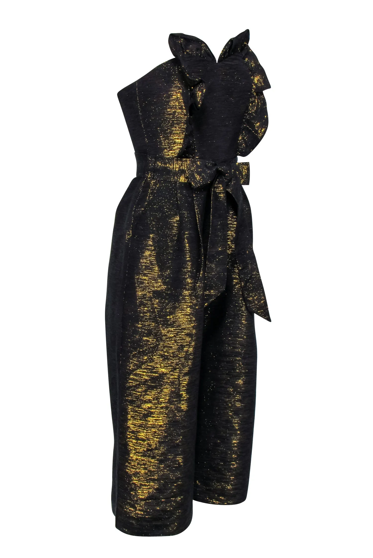 Corey Lynn Calter - Black & Gold Wide Leg Sweetheart Jumpsuit Sz 4