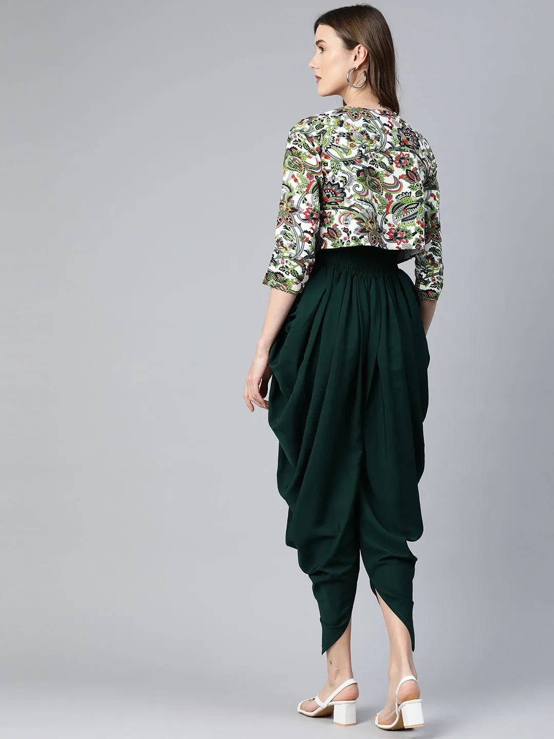 Cottinfab Solid Dhoti Jumpsuit with Jacket