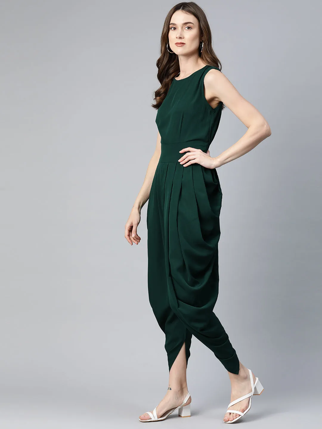 Cottinfab Solid Dhoti Jumpsuit with Jacket