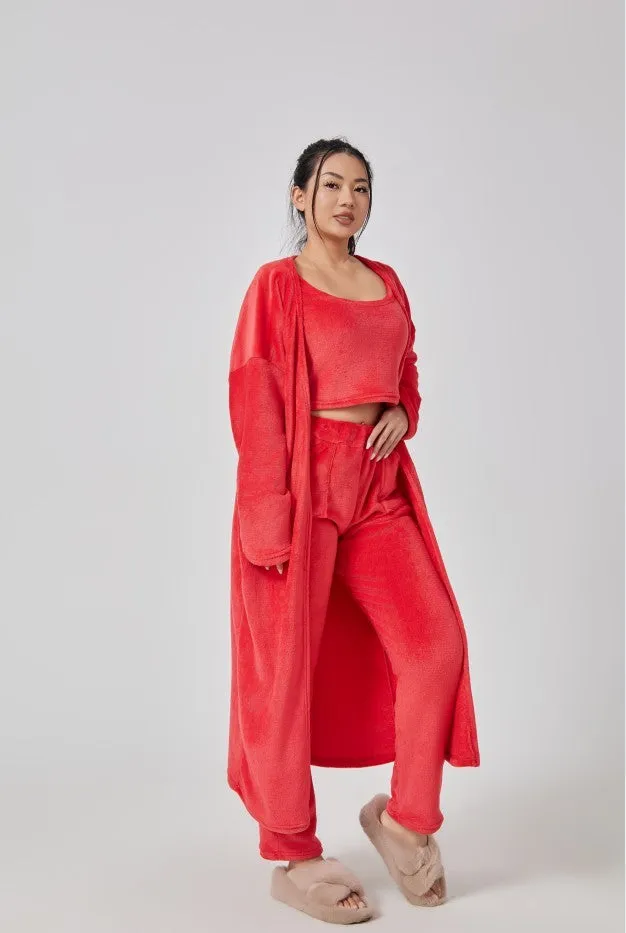 Cozy Pajama Set, 3 Piece Lounge Set Women Winter Dress