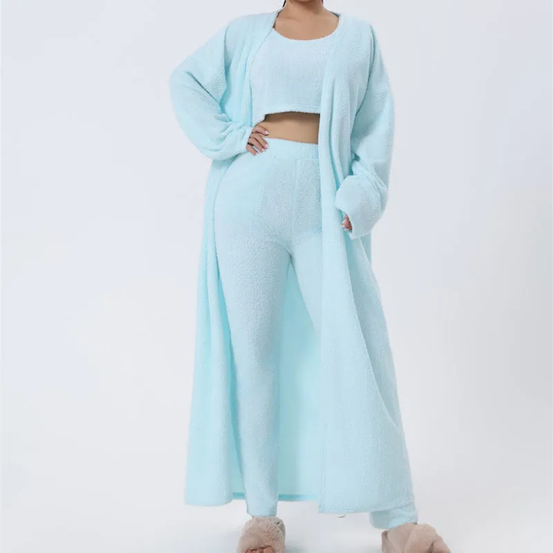 Cozy Pajama Set, 3 Piece Lounge Set Women Winter Dress
