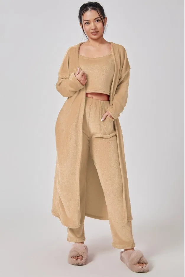 Cozy Pajama Set, 3 Piece Lounge Set Women Winter Dress