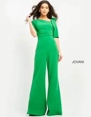 Crepe Mid-Sleeve Bow Jumpsuit by Jovani 04284